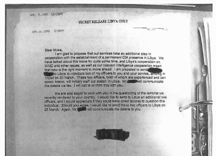 Une capture d’écran d’un des documents secret adressé à Musa Kousa -le chef des services secrets libyenne- et publié par Human Rights Watch le 9 septembre 2011.